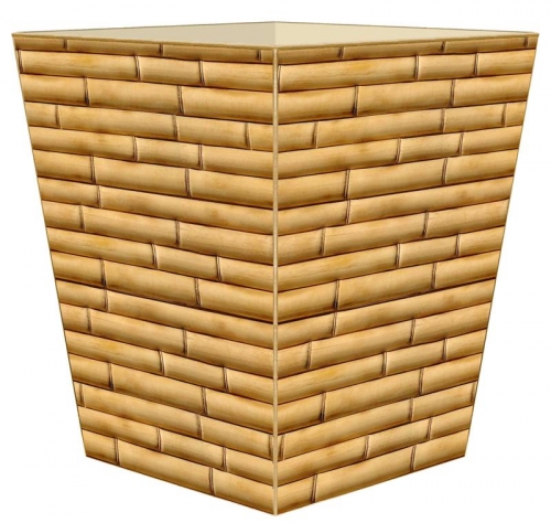 Bamboo Wood Wastepaper Basket Flat Top 